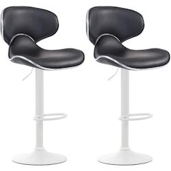 CLP Lot de 2 tabourets de bar Las Vegas V2 similicuir Noir /Blanc - noir polyester 316049_0