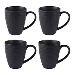 Coffret de 4 mugs Snow black mat 35 cl -  Noir Rond Porcelaine Table Passion - noir porcelaine 3106232375545_0