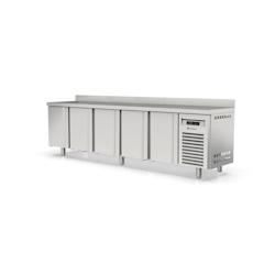 CORECO Meuble Snack 600 Avec Evier Sur Groupe - 5 P. Pleines - -2/+8 - 3070X600X850 - Int Et Ext Inox  - P. Embouties Inox - Avec Dosseret MRSF-300 -_0