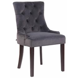 Décoshop26 - Chaise de salle à manger x1 design antique capitonné en velours gris foncé avec 4 pieds en bois marron 10_0001932 - marron 3000250746779_0