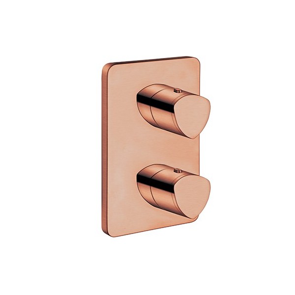 FACADE EXTERNE PROFILO LAITON THERMOSTATIQUE 2 SORTIES OR ROSE BROSSE ROBINETTERIE PROFILO - CRISTINA ONDYNA XF75234P