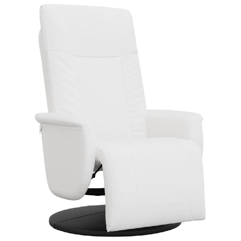 Fauteuil inclinable avec repose-pieds blanc similicuir Modèle Oermelix - 356510_0