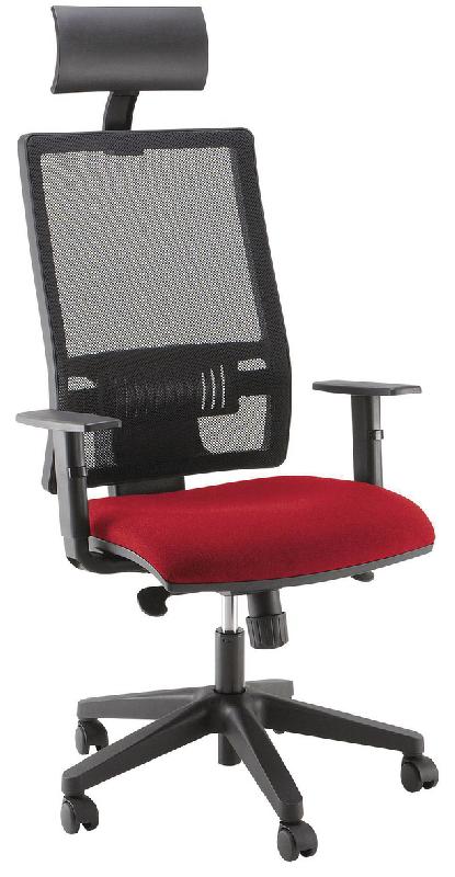 FAUTEUIL OFFICE DOSSIER RÉSILLE + TÊTIÈRE ASSISE TISSU COLORIS ROUGE - MANUTAN COLLECTIVITÉS