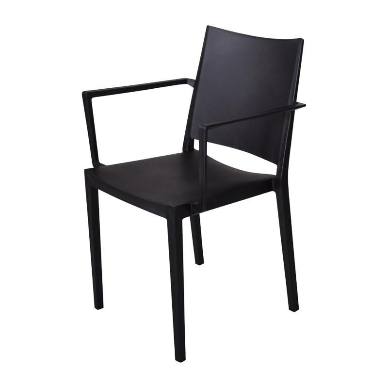 Fauteuils d'extérieur en polypropylène empilables Florence noirs (lot de 4) | Qdm - FW574_0