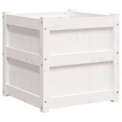 Helloshop26 - Jardinière bac lit surélevé plantes fleurs terrasse jardin 50 x 50 x 50 cm bois de pin massif blanc 02_0037666 - 3000214270203_0