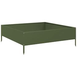 Helloshop26 - Jardinière bac lit surélevé plantes fleurs terrasse jardin de jardin olive 100 x 100 x 33,5 cm acier vert 02_0039853 - 3000218654726_0