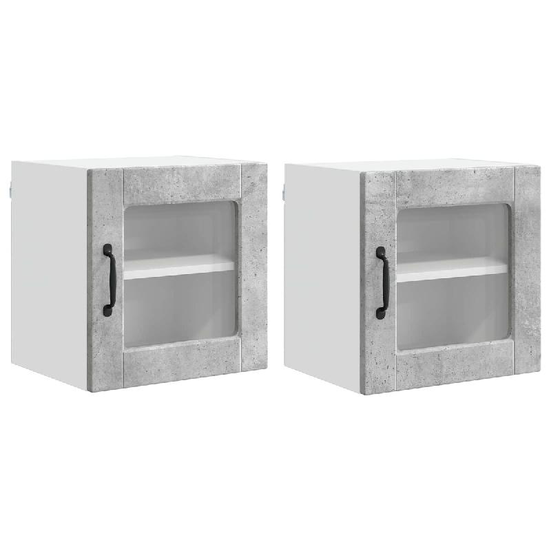 Helloshop26 - Lot de 2 armoires murales de cuisine pratiques 40 x 31 x 40 cm en bois d'ingénierie gris béton 02_0054188 - gris Bois massif 300023833_0