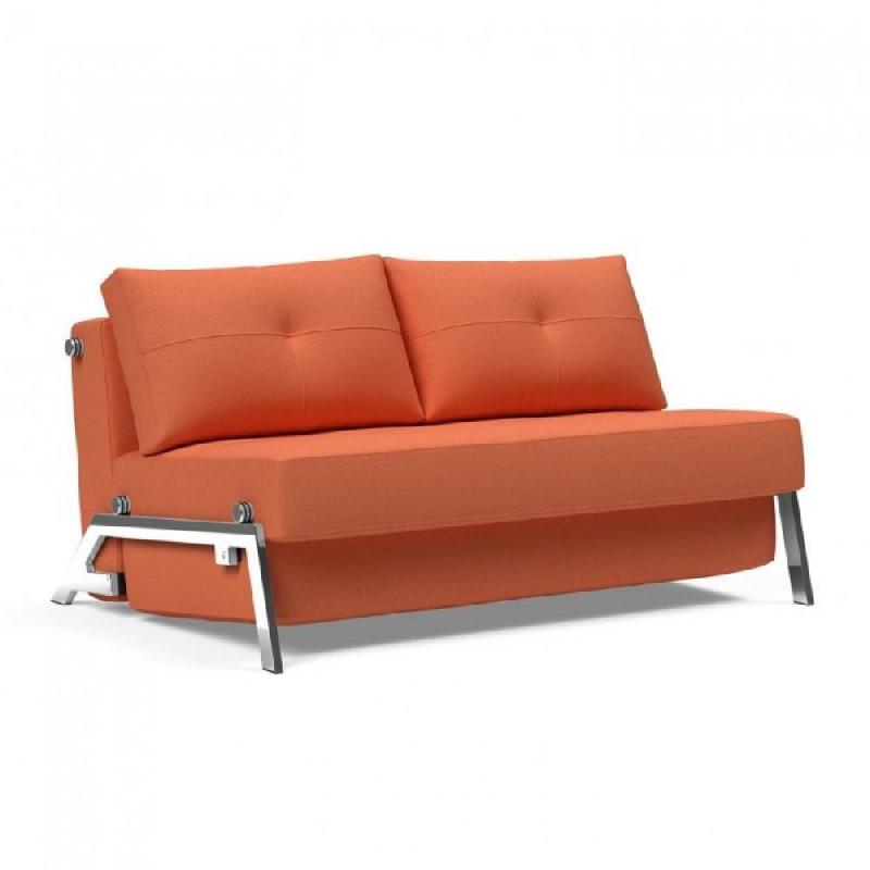 Canapé design convertible INNOVATION LIVING Cubed 02 Chrome - 140x200 cm - Tissu rouille Argus_0