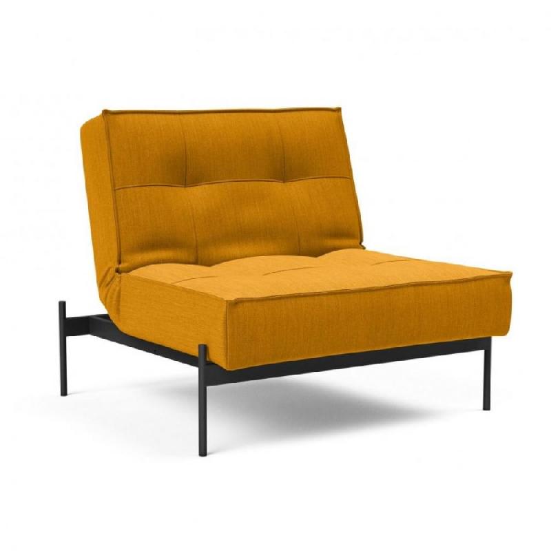 Fauteuil design convertible SPLITBACK Elegance Burned Curry - Innovation Living - Lit 90x115 cm - Pieds acier noir mat_0