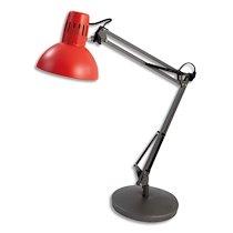LAMPE LED ARCHICOLOR MÉTAL ROUGE, PINCE ÉTAU + AMPOULE. TÊTE D16,5 CM, BRAS 42+39 CM, SOLCE D20 CM