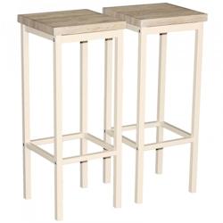 Lot de 2 tabourets de bar en chêne beige, modèle RICCIONE RIMINI, par Yelloo - 0805698370165_0