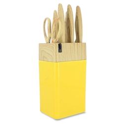 Menastyl - Bloc A Couteaux 6 Pieces En Polypropylene Safran Et Effet Bois - 3256391024652_0