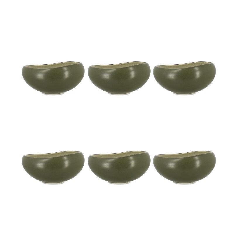 Ogo Living - Lot 6 assiettes coupes oli d15.5cm 60cl en grès vert - 3256391053386_0