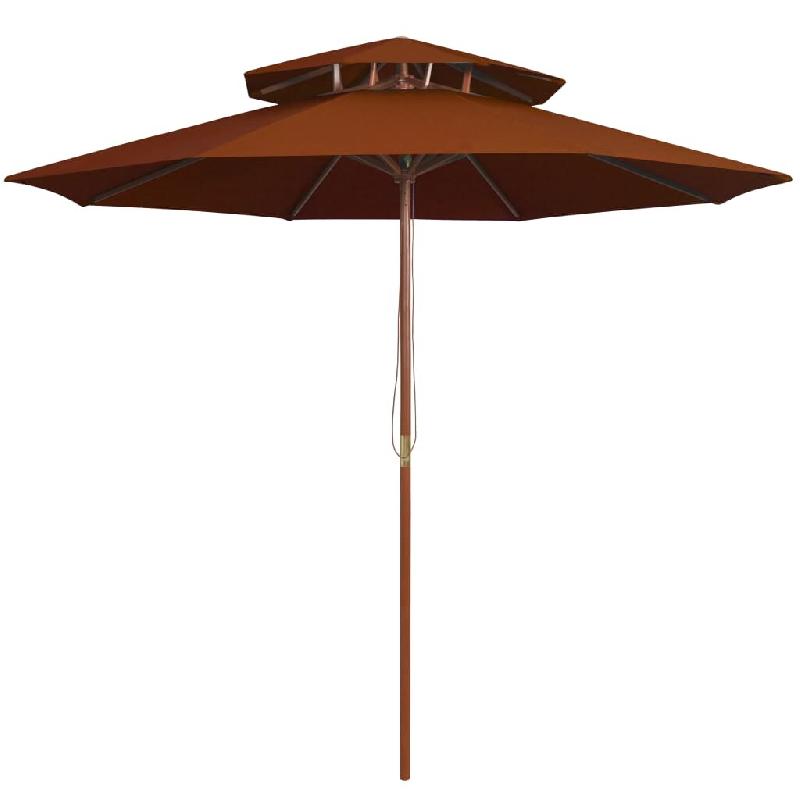 Parasol à deux étages avec mât en bois terre cuite 270 cm Modèle Atlas Vision - 313765_0