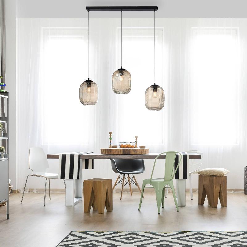 PAUL NEUHAUS SUSPENSION SHIITAKE, À TROIS LAMPES, AMBRE