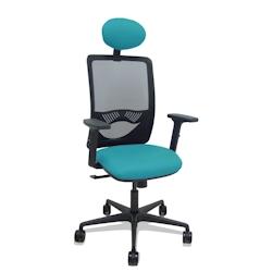 Piqueras y Crespo Silla Zulema sincro malla negra asiento bali turquesa brazos 2D ruedas 65mm cabecero - bleu multi-matériau 390SM840B39B2DB68R65C_0