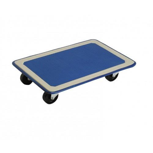 PLATEAU ROULANT ACIER - 750 X 490 MM - TAPIS BLEU - CHARGE 150 KG GUITEL