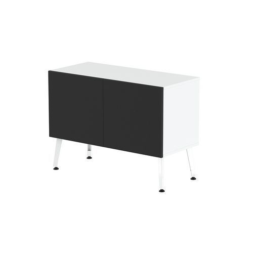 RANGEMENT BAS TENI LARG.80 CM 2 PORTES BLANC/NOIR - MBA