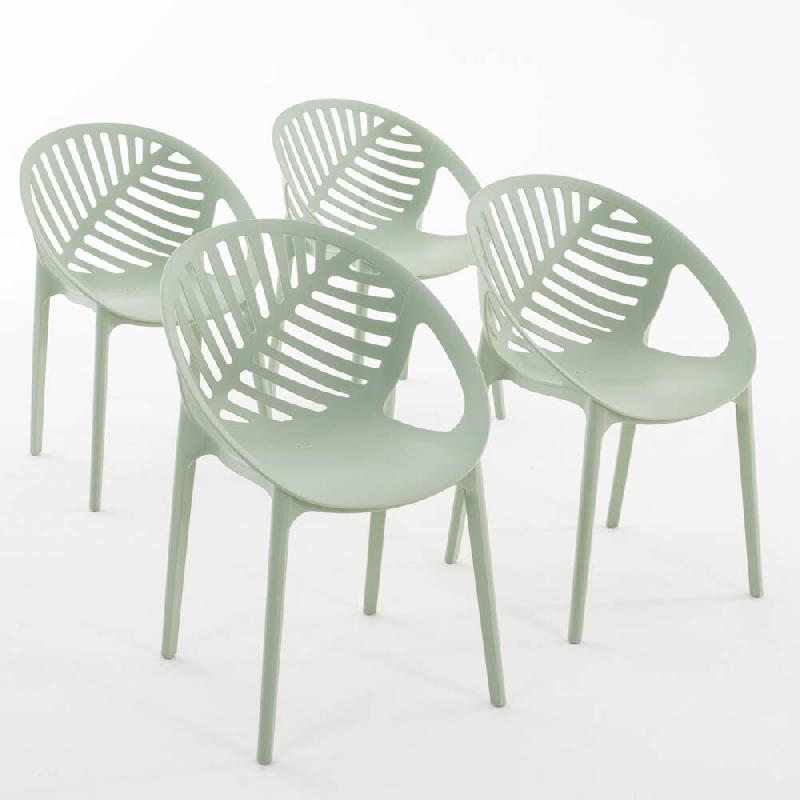 RATTATAN Set de 4 chaises en polypropylène avec fibre de verre empilables pour jardin, bar et restaurant, structure robuste et légère - Vivian - Pi_0