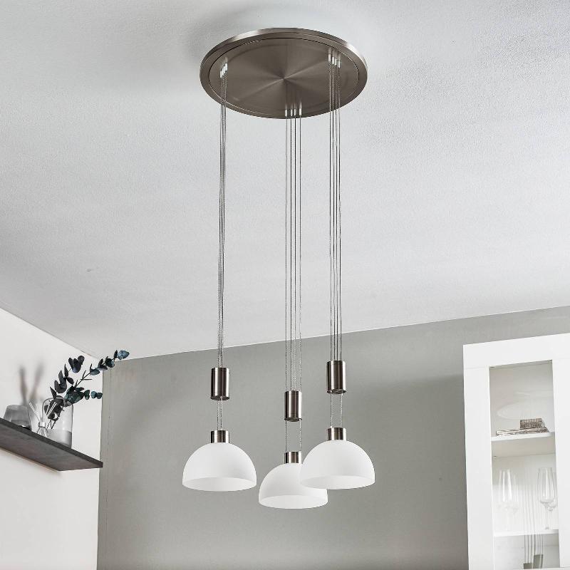 ROTHFELS LAURENA SUSPENSION 3 LAMPES RONDE NICKEL