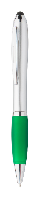 Stylo à bille stylet - plastique argenté avec grip coloré - encre bleue_0