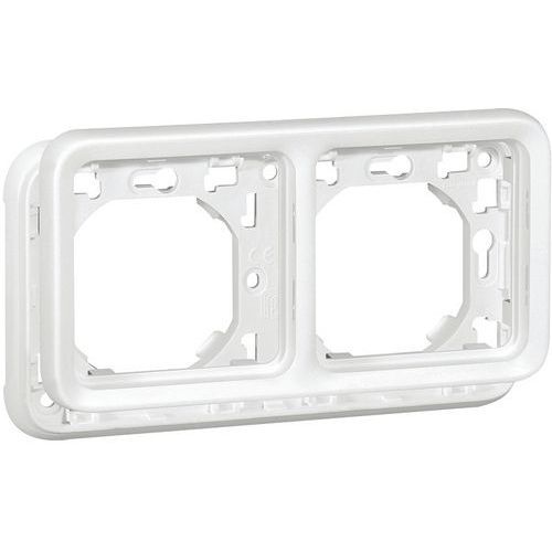 SUPPORT PLAQUE 2 POSTES HORIZONTAUX BLANC ANTIMICROBIEN - LEGRAND