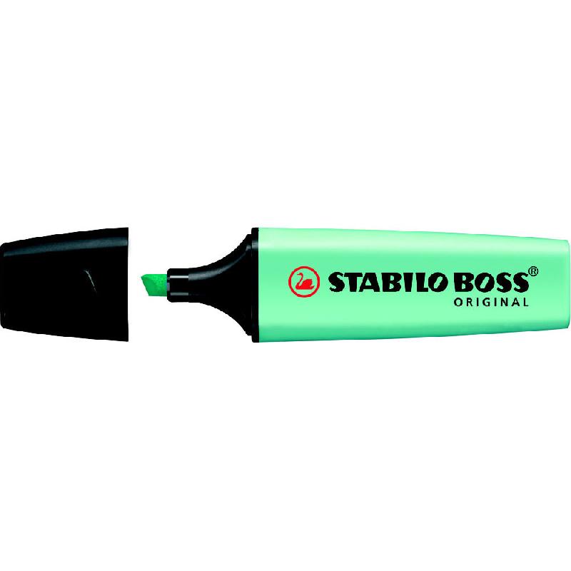 SURLIGNEUR POINTE BISEAUTEE STABILO BOSS ORIGINAL PASTEL - TOUCHE DE TURQUOISE - LOT DE 2