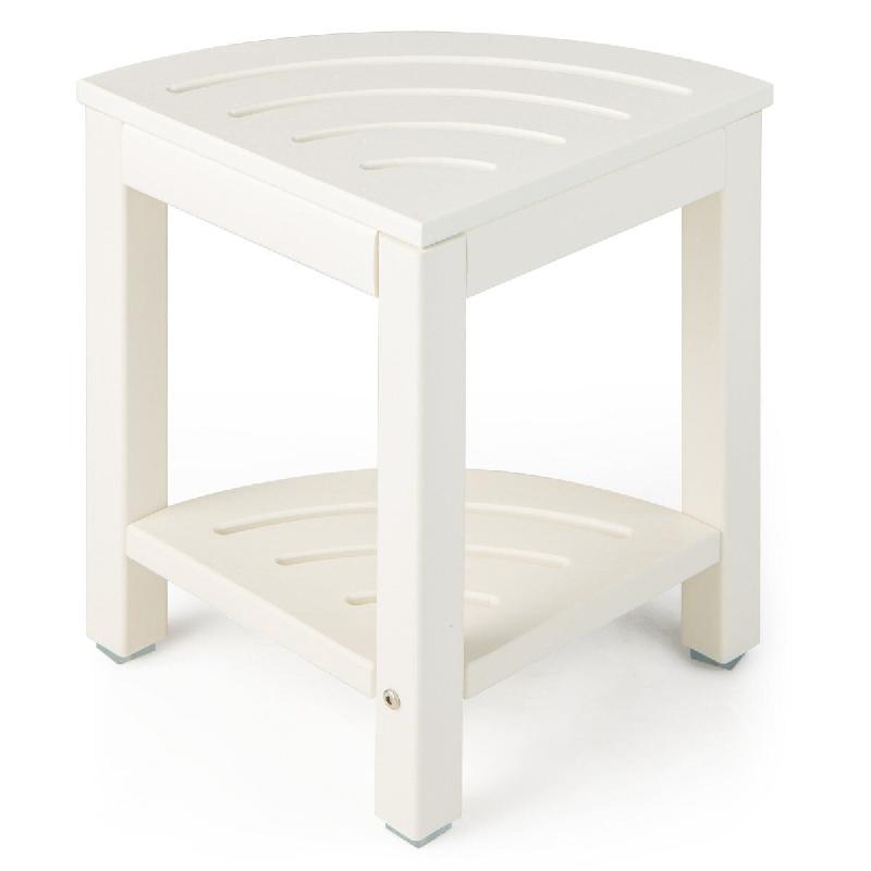 Tabouret d'angle salle de bain 32,5 x 32,5 x 43,5 cm avec étagère de rangement design moderne en PEHD blanc 20_0014184 - blanc 3000228128767_0