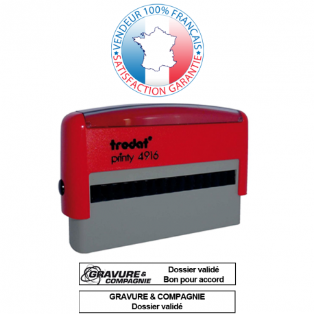 Trodat Printy 4916 - Tampon encreur 1 à 2 lignes 70 x 10 mm avec empreinte offerte - Référence 022-trodat-printy-4916_0
