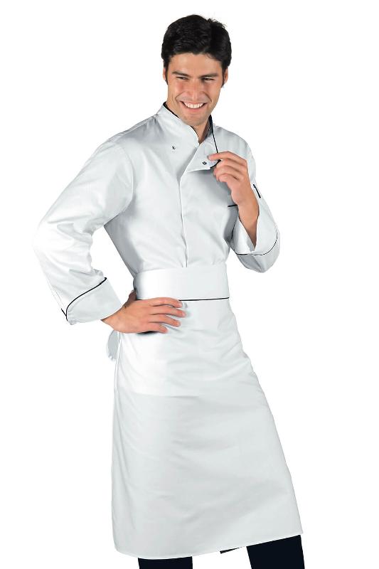 VESTE CHEF CUISINIER BILBAO BLANC NOIR 100% COTON