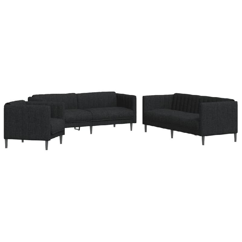 VidaXL Ensemble de canapés 3 pcs noir tissu Modèle Wervoria - 3209231_0