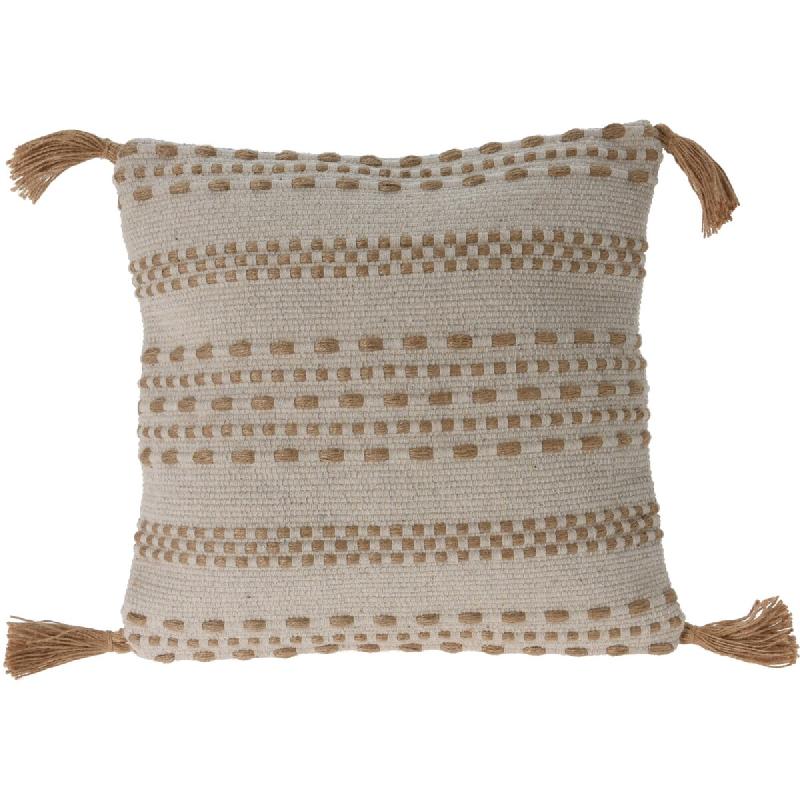 WellHome - Coussin en jute et coton naturel avec rembourrage Tessel de 400gr 45x45cm - beige WH16323_0