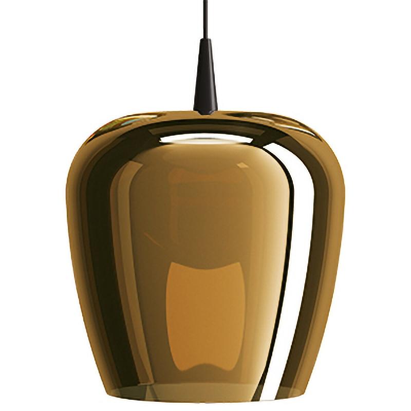 Zafferano Suspension Bilia 230V LED 8W en verre borosilicaté soufflé à la bouche, design en cloche, finition Noir et Bronze, diamètre 27 cm - mult_0