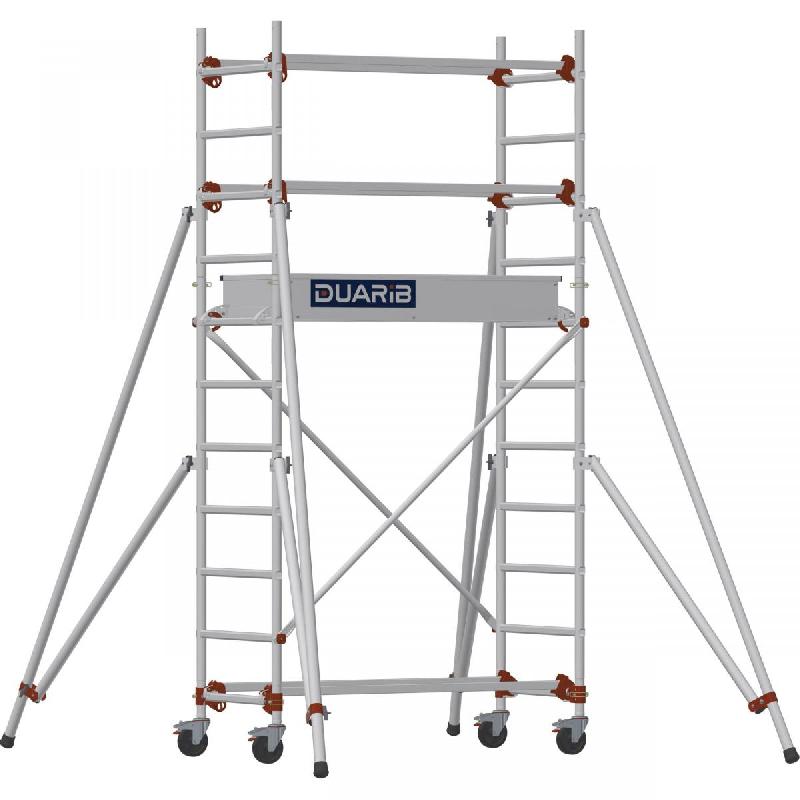 Échafaudage roulant aluminium AL 135 version standard - Hauteur de travail : 3,80 m - DUARIB - 613112_0