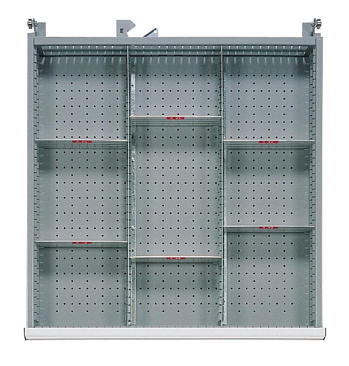 Agencement pour tiroir h.75 mm d'armoire métallique m en casiers amovibles l.190 mm_0