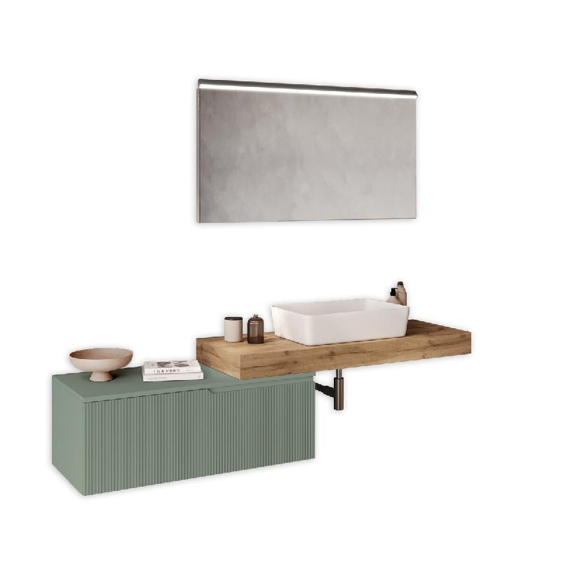 AQA Design Composition de salle de bain en MDF 4 pièces chêne/vert sauge L.190 P.45 H.190 MPVE52-SHL-SAL - multicolore Bois manufacturé MPVE52-SHL-SAL_0