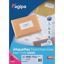 BOITE DE 1600 ÉTIQUETTES AGIPA - APLI - IMPRESSION ADRESSE LASER - 105X35 MM - REF 119071 - 16 FEUILLES