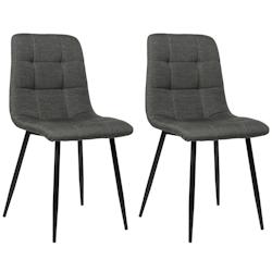 Décoshop26 - Lot de 2 chaises de salle à manger en tissu gris foncé pieds métal noir mat style moderne CDS101104 - gris 3000492269609_0