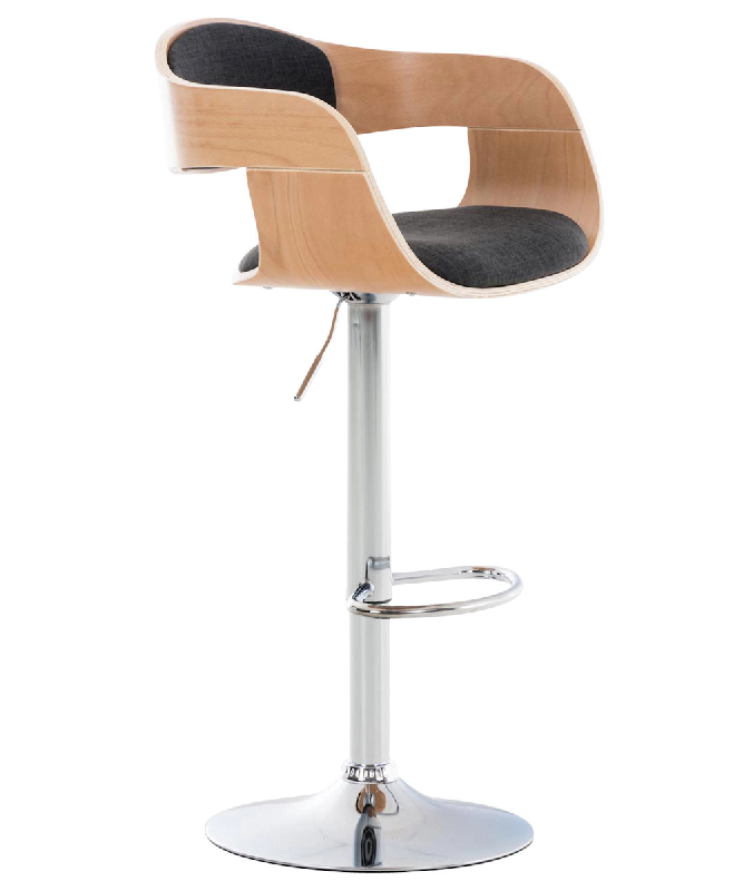 Décoshop26 - Tabouret de bar x1 design scandinave en tissu gris foncé et structure en bois clair 10_0005051 - gris 3000252431581_0