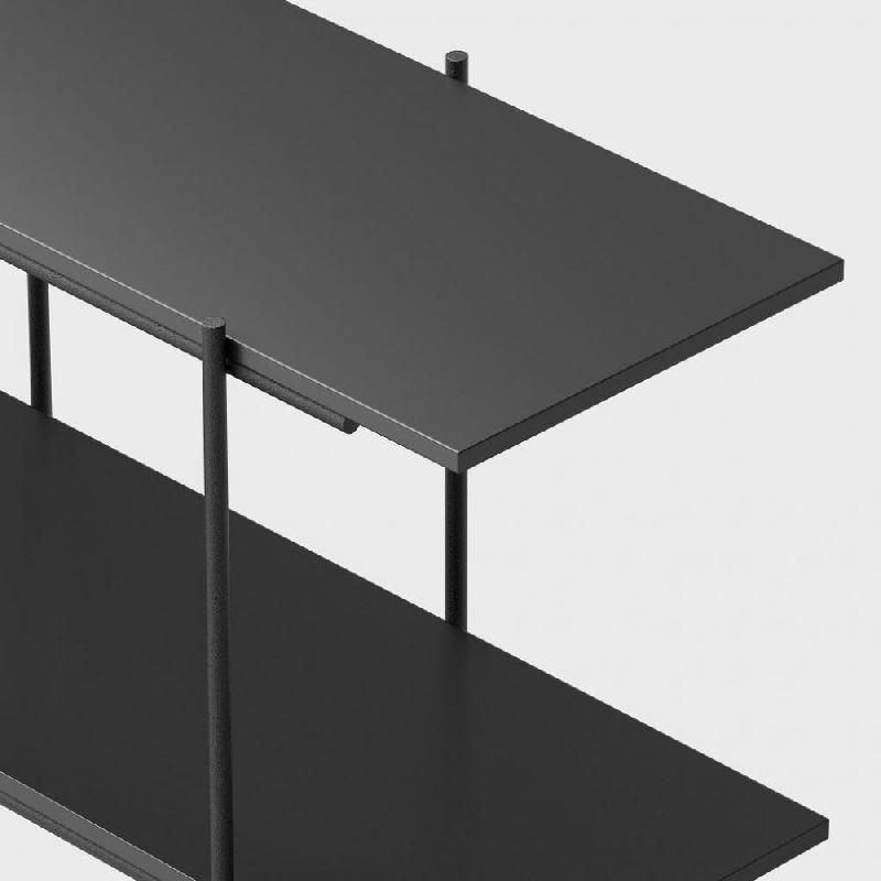 Étagère de sol BIPLANO - Gris Ardoise - Design tendance - Structure acier et bois stratifié écologique_0