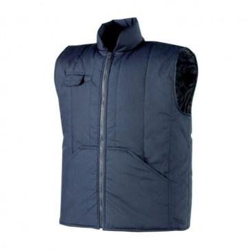 Gilet long matelassé bleu marine - Taille M - Opsial - Avec col, protège-reins et poches plaquées_0