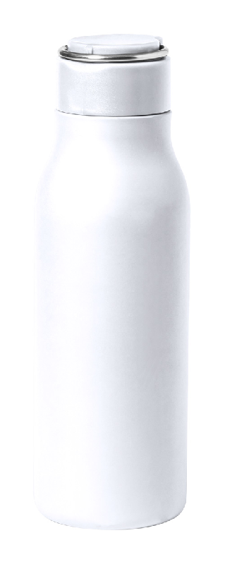 Gourde en acier inoxydable - 600 ml - blanche avec couvercle à anneau_0