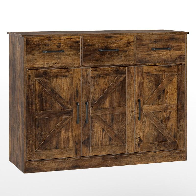 Helloshop26 - Buffet de rangement large 108 x 38 x 81 cm avec tiroirs et étagères réglables style ferme marron rustique 20_0017971 - marron 3000232_0