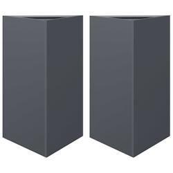 Helloshop26 - Jardinière bac lit surélevé plantes fleurs jardin terrasses lot de 2 triangulaire 50 x 43 x 75 cm acier anthracite 02_0039104 - 30002_0