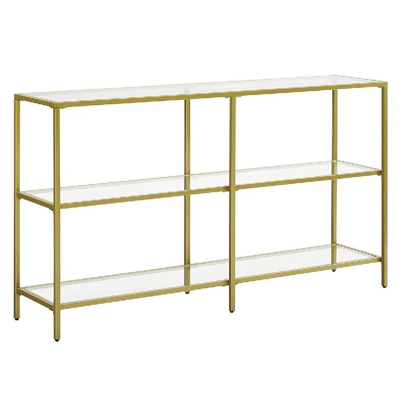 Helloshop26 - Table console meuble d'entrée étagère à 3 niveaux en verre trempé 130 x 30 x 73 cm cadre en métal style moderne pour 12_0007507 -_0
