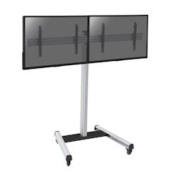 KIMEX Support sur roulettes pour 2 écrans TV 50'' - 55'' - Hauteur 175cm - gris 3700685417304_0