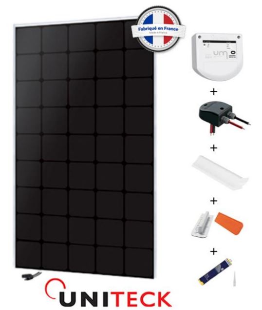 Kit solaire 110W 12V back-contact Uniteck - Camping-car avec régulateur MPPT et accessoires inclus_0