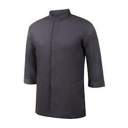 METRO Professional Veste de cuisine, polyester / coton, manches 3/4, aspect jeans, pour hommes, taille XXL, noir - XXL noir polyester 4337255612631_0