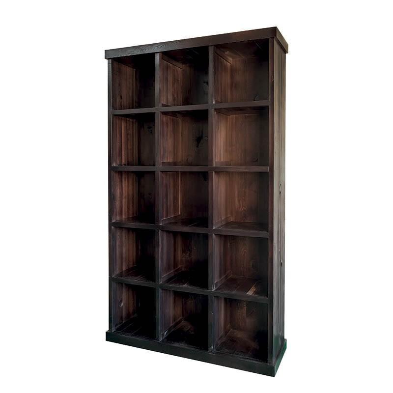 Meuble presentoir pin 15 cases madera - noir_0