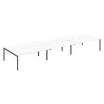 Pôle 6 bureaux droits Teamline L 540 cm - plateaux blanc - piètement métal anthracite en arche - ergonomique et moderne_0